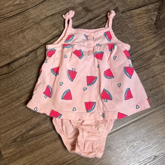 CARTER'S Baby Girls Cotton Watermelon Sunsuit 9 months - Picture 2 of 7